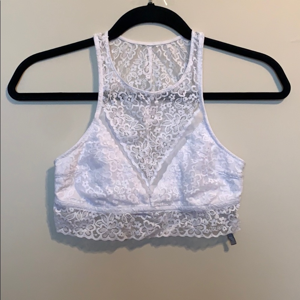 Aerie White High Neck Bralette